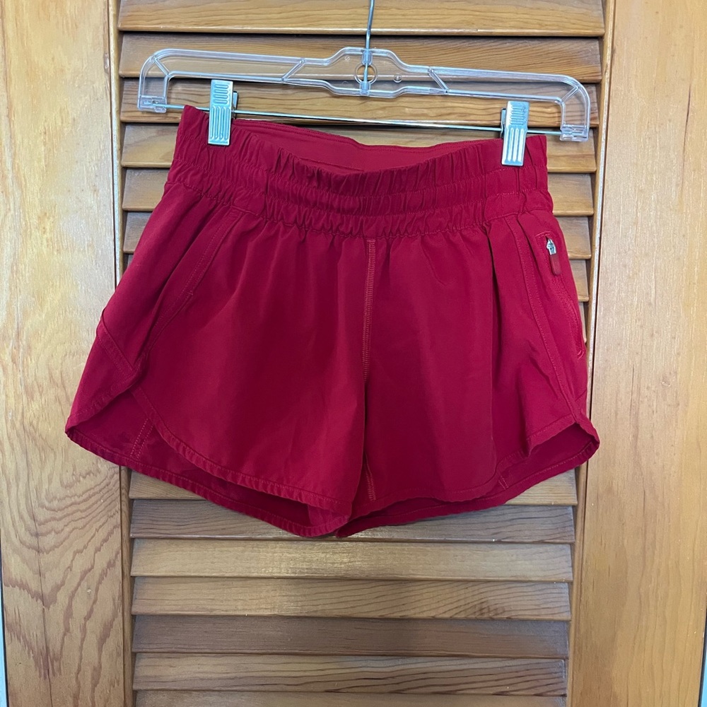 red lululemon shorts